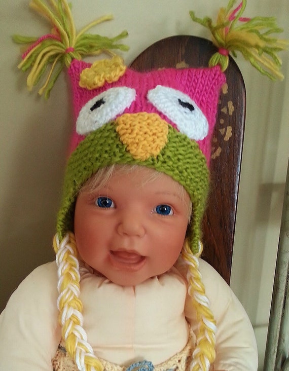 New Knit Crochet Baby Child Kids Owls Hat Cap Beanie Newborn Photo Prop Hat Red