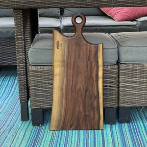 Large walnut live edge charcuterie board walnut cheese board walnut bread board serving board serving tray with handle wedding house warming