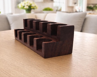 Walnut Essential Oil Display Holder for 20ml Roller Bottles Organizing Rack