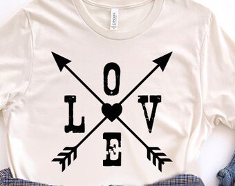 Love Arrows Cross Heart Shirt, Ladies, Womens, Girls