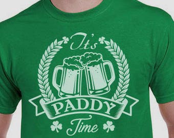 Men's St. Patricks Day Shirt, It's Paddy Time, Irish Shirt, Shamrock, Green Shirt, Irish Tee, Funny