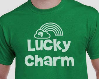 Men's St. Patricks Day Shirt, Lucky Charm Rainbow, Irish Shirt, Shamrock, Green Shirt, Irish Tee, Funny