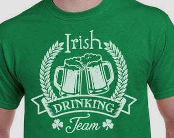 Men's St. Patricks Day Shirt, Irish Drinking Team Emblem, Irish Shirt, Shamrock, Green Shirt, Irish Tee, Funny