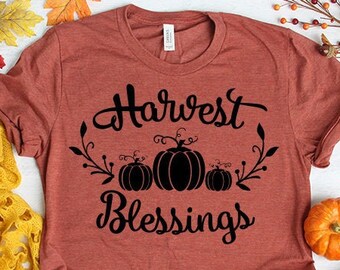 Harvest Blessings, 3 Pumpkins, Ladies, Shirt, Bella Canvas, Fall Collection