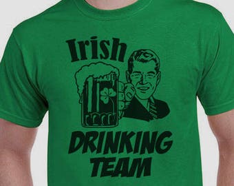 Men's St. Patricks Day Shirt, Irish Drinking Team Retro Man Holding Beer, Irish Shirt, Shamrock, Green Shirt, Irish Tee, Funny