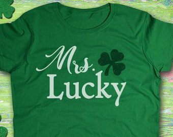 Women's St. Patricks Day Shirt, Mrs. Lucky, Couples Shirt, Irish Shirt, Shamrock, Green Shirt, Irish Tee, Funny