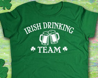 Women's St. Patricks Day Shirt, Irish Drinking Team 2 Beer Mugs, Irish Shirt, Shamrock, Green Shirt, Irish Tee, Funny