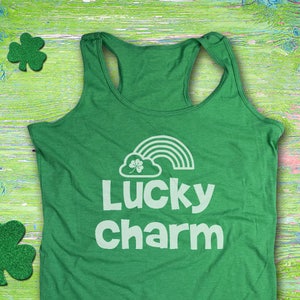 Women&#39;s St. Patricks Day Tank Top, Lucky Charm Rainbow, Pot Of Gold, Irish Shirt, Shamrock, Green Shirt, Irish Tee, Funny