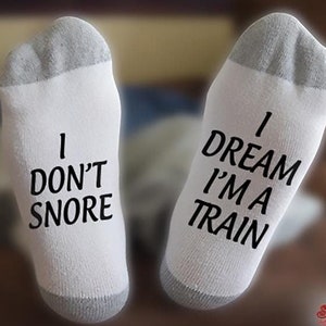 Train Socks, I Don&#39;t Snore I Dream, Engineer, Locomotive, Railfan, Rail Enthusiast, Gift, Birthday, Christmas, Gift for him, Gift for her