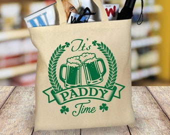 Tote Bag, It's Paddy Time, St. Patricks Day, Shopping Bag, Cotton Tote Bag