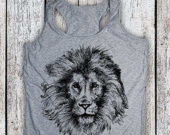 Women's Tank Top, Lion Shirt, Lion Tank Top, Gift For Her, Lion Lover Shirt, Lion Tee