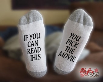 You Pick The Movie Socks, If You Can Read This, Birthday, Christmas, Gift For Him, Gift For Her