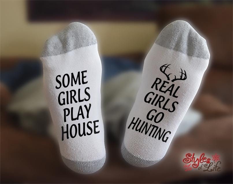Real Girls Go Hunting Socks, Deer Hunting Socks For Her, Women Hunting Gift, Girls Hunting Gift, Women Deer Hunting, Girls Deer Hunting Sock