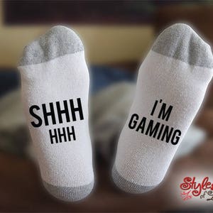 Shhh I&#39;m Gaming Socks, Gift For Her, Gift For Him, Gift For Wife, Gift For Husband, Gift For Gamer