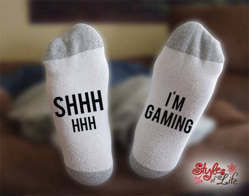 Shhh I'm Gaming Socks Gift For Her Gift For Him Gift image 1