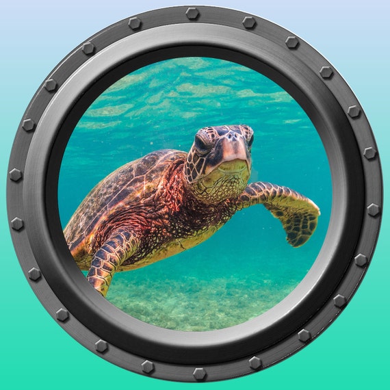 Reusable Sea Turtle Porthole Wall Vinyl Fabric High Quality