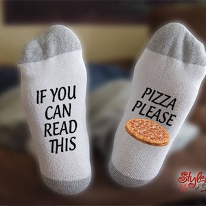 Pizza Please Socks, If You Can Read This, Pizza Lovers Socks, Gift For Him, Gift For Her