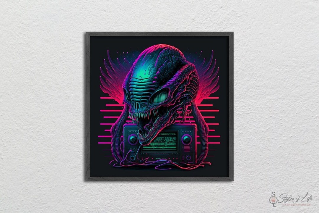 Alien Retrowave With Stereo, Synthwave, Wall Decor, Poster - Etsy