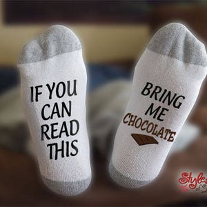 Bring Me Chocolate Socks, Chocolate Lover Socks, Gift For Her, Funny Socks image 1