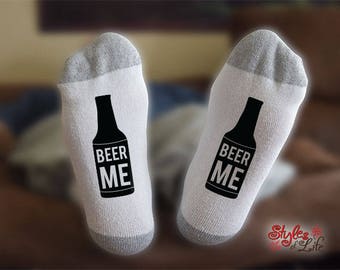 Beer Me Socks, Fathers Day Socks, Gift For Him, Gift For Her, Funny Socks, Beer Socks