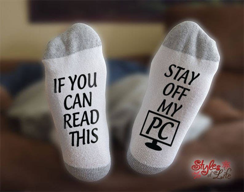 Stay Off My PC Socks, Computer Geek Socks, Gift For Geeks, If You Can Read This Socks image 1