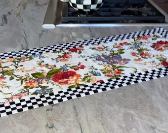 Designer Inspired  Flower Market Floral Handmade Table Runner/Scarf-Free gift w/purchase Mackenzie Childs Poppy Dish Towel
