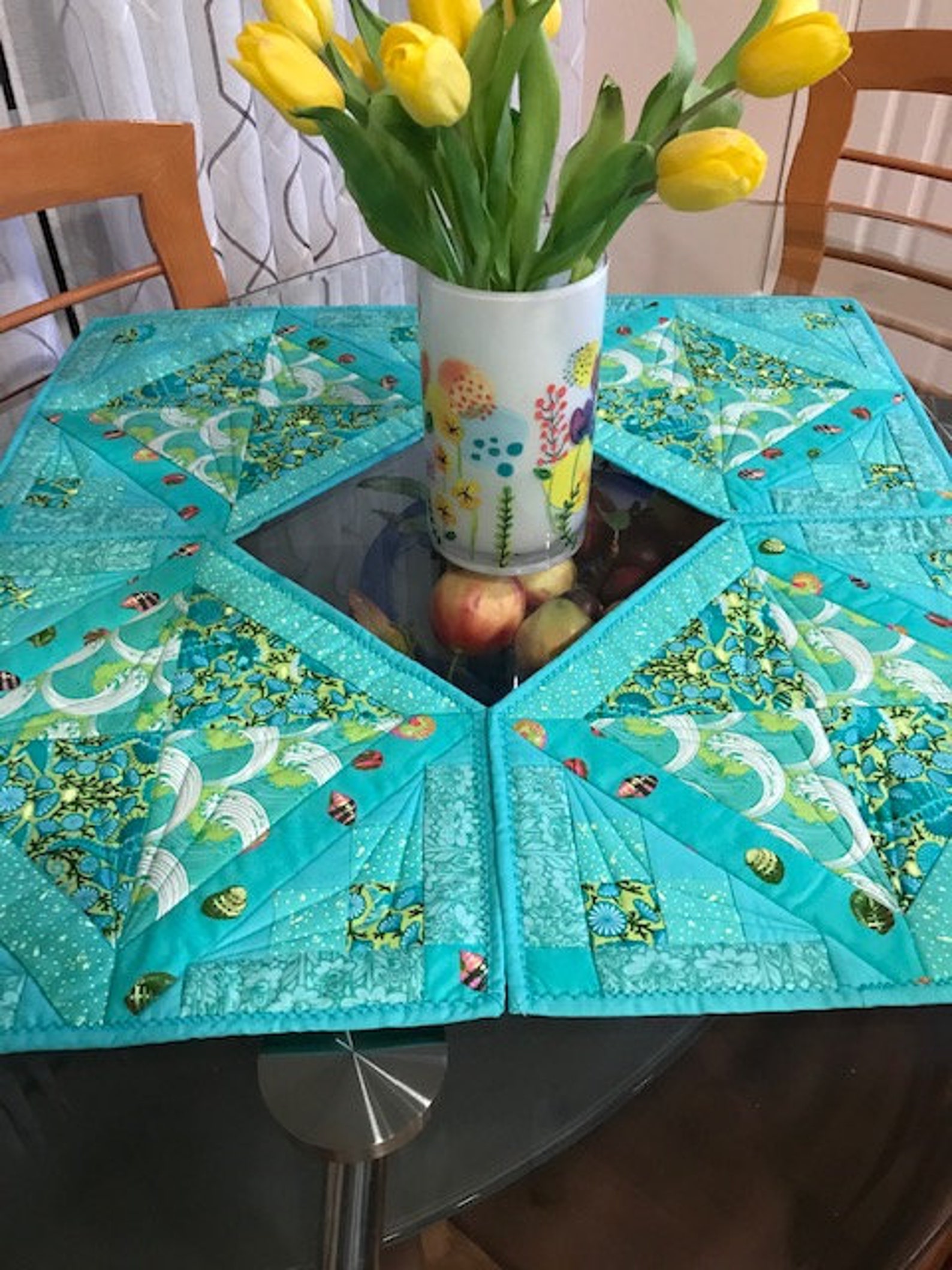Unique Shape Quilted Placemats Set Of4 Table Topper Table Etsy