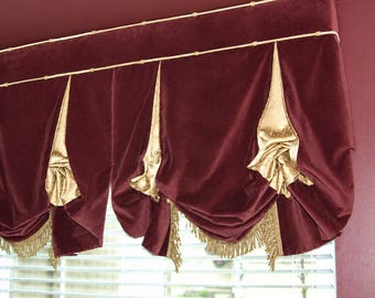 LONDON STYLE roman shade attached to CORNICE Board