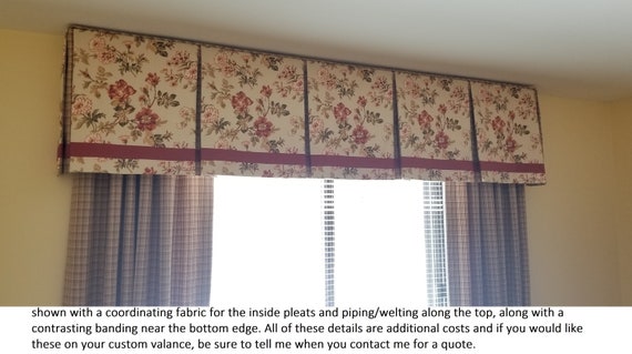 your fabrics my LABOR and lining fits 24-42 window Custom Window Treatment BOX PLEATED Hidden Rod Pocket Valance