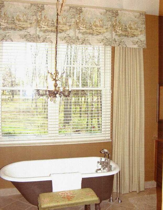 Custom Box Pleated Valance W Pair Of Curtain Panels Made Etsy