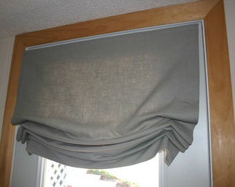 custom RELAXED ROMAN SHADE with tails