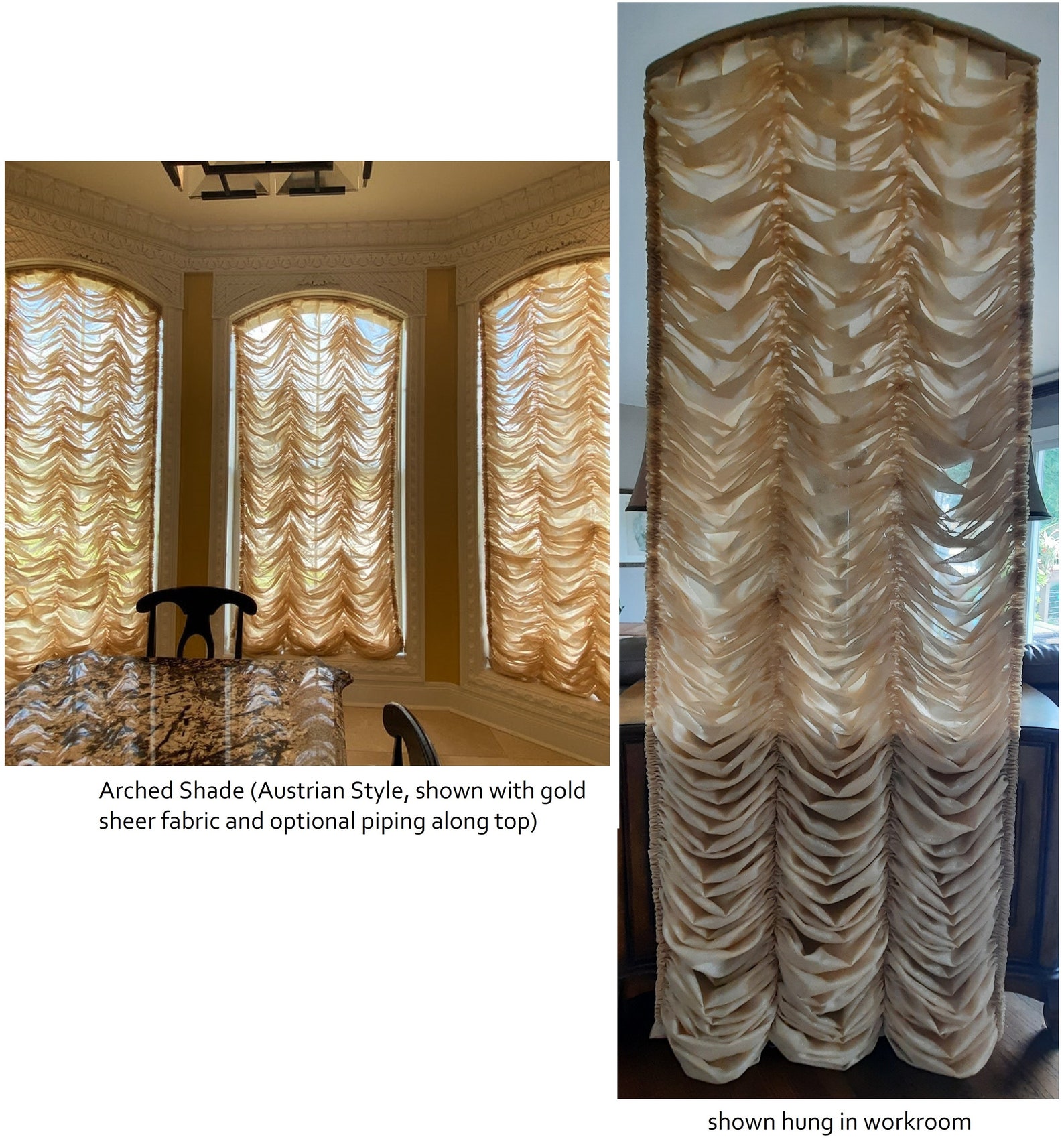 ARCHED ROMAN SHADES Custom Etsy