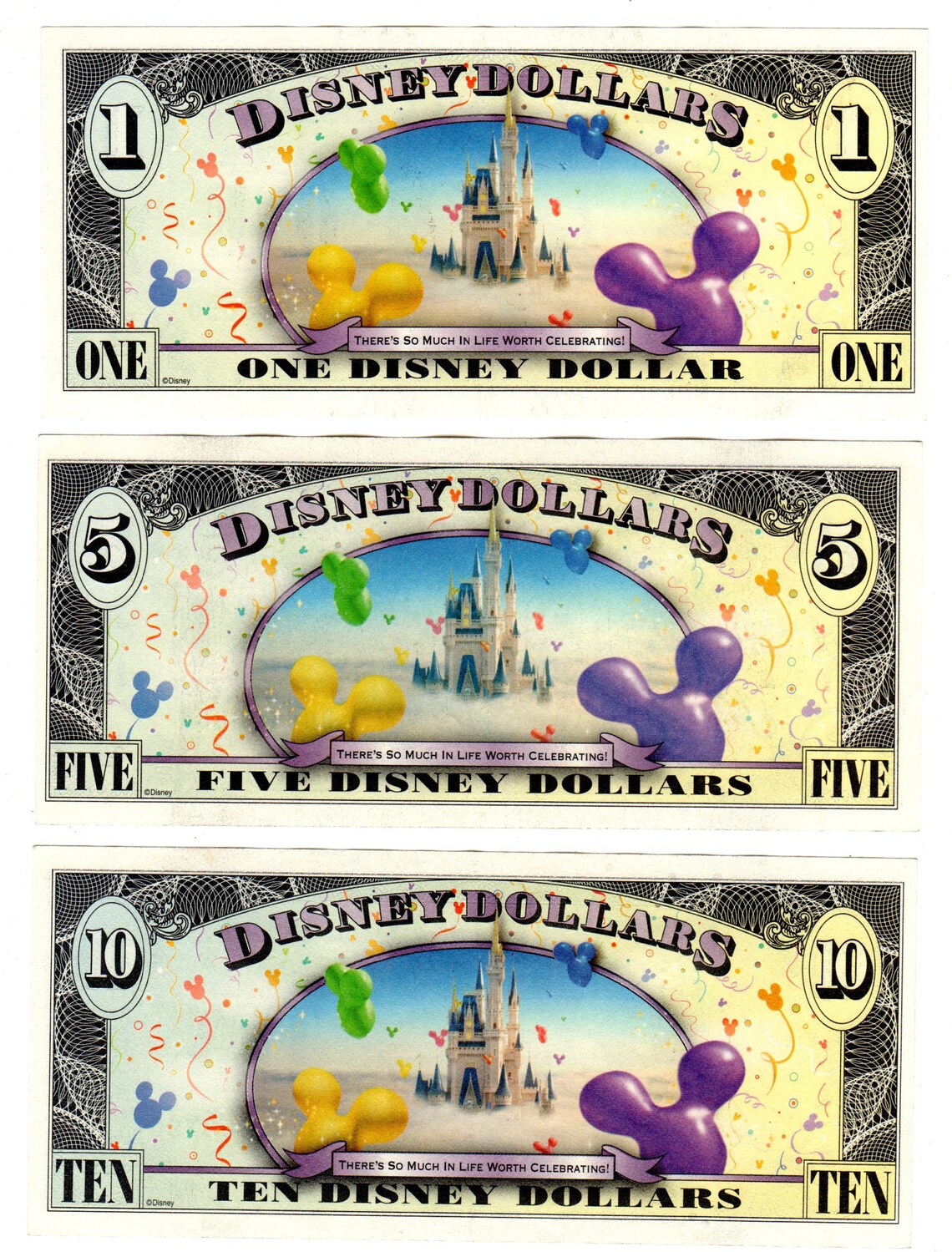 Vintage Disney Dollars Set of Three Walt Disney World. One Etsy