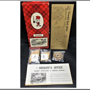No.3676) Campbell Model, Sheriff’s Office Wooden H O scale Highly detailed. Complete, Sold in 1980’s, Near Mint condition.