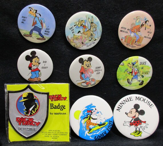 9 Disney Character Buttons Metal With Clip Pin On Th Gem