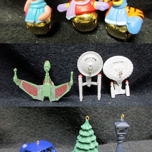 No.2494a)  Set of 9 Miniature Christmas Ornament by Hallmark. Star Trek, Pooh, and Nostalgic Eras. Mint Condition.  In original box  2494a