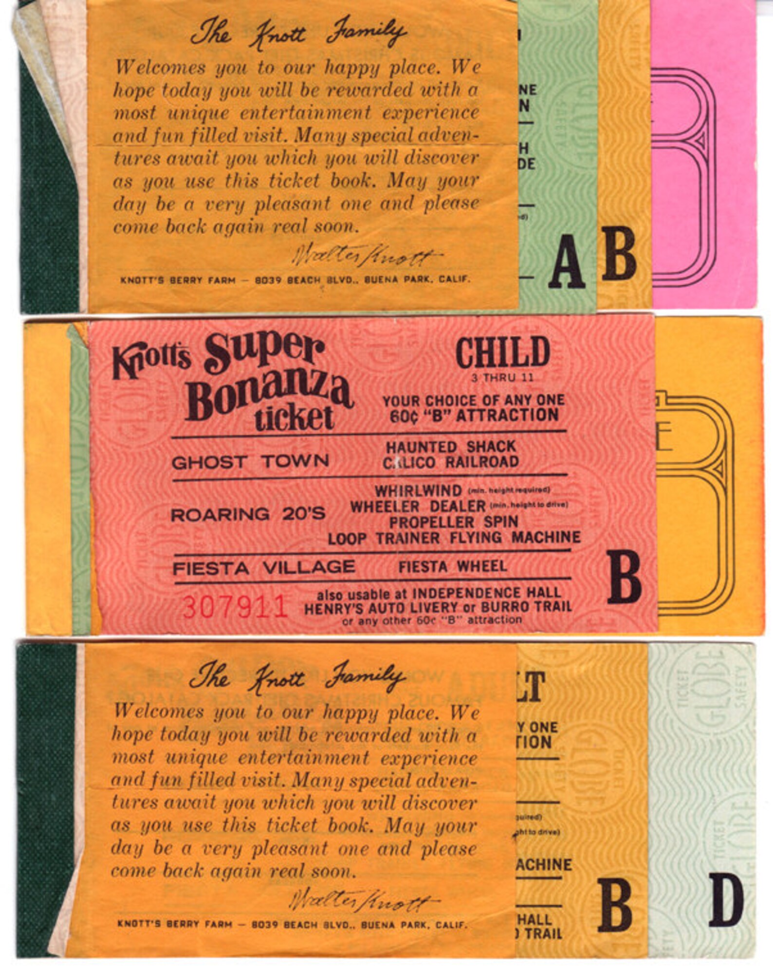 Vintage Knotts Berry Farm ride tickets un-used Still | Etsy