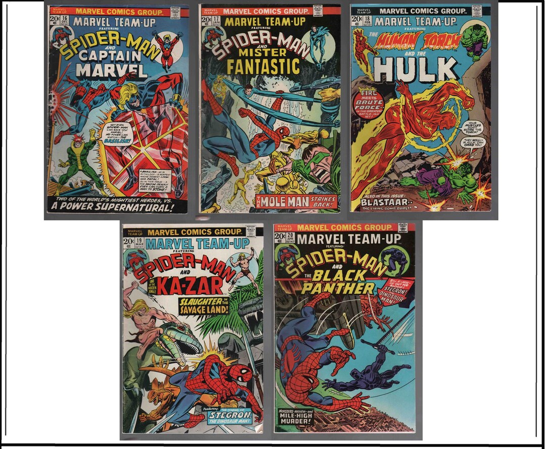 2493aa) 5 Spider Man Marvel Team up Set of 50+ Year Old, 32 Page Comic ...