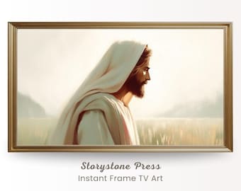 Beautiful Savior, Christian Spring Frame TV Art, Soft Oil Painting of Jesus Christ Bible Religious Image (Digital Download)