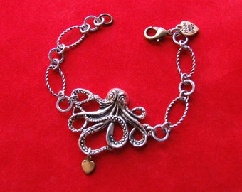 Steampunk Octopus Bracelet 7'' / Cute Octopus Bracelet 7''/ Steampunk /Sea Life