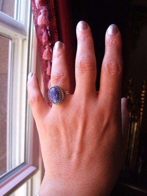 Beautiful Sterling Handmade Lapis Stone Ring Size~