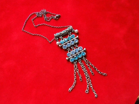 Red Rhinestone Fringe Necklace