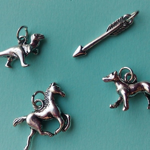 Lot of 4 Cute Silver Plate Charms / 4 Silver Plate Pendant or Bracelet Charms / Jewelry Supply Charms