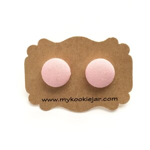 Pastel Pink Stud Earrings, Fabric Covered Button Earrings, Blush Pink Studs, Pink Earrings, Flower Girl Earrings, Nickel-free, Lightweight