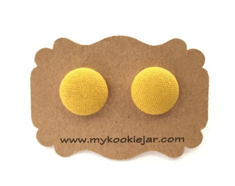 Solid Mustard Yellow Button Earrings, Yellow Earrings, Yellow Jewelry, Nickel-free Earrings, Lightweight Statement Earrings, Titanium Post