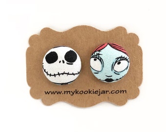 Spooky Cute Skull Ragged Doll Faces Earrings, Gift Idea, Nickel-free Studs or Clip-ons Earrings, Stocking Stuffer, Lightweight, Halloween