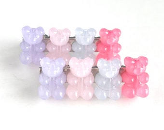 Spring Pastel Candy Colored Gummy Bear Beads Alligator Hair Clips, Cute Hair Accessories, Gift Idea, Back to School, Candy Themed Hair Clips