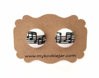 Musical Notes Earrings, Musical Notes Fabric Studs, Music Lover Gift Idea, Musician Earrings, Nickel-free Studs Clip-ons, Musical Gift