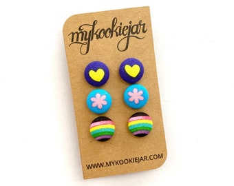 Schattige rainbow oorbellen, hart stof studs, oorbellen, LGBTQ Pride Oorbellen, Hypoallergenic Girl's Oorbellen, Lichtgewicht, Nikkel-Free