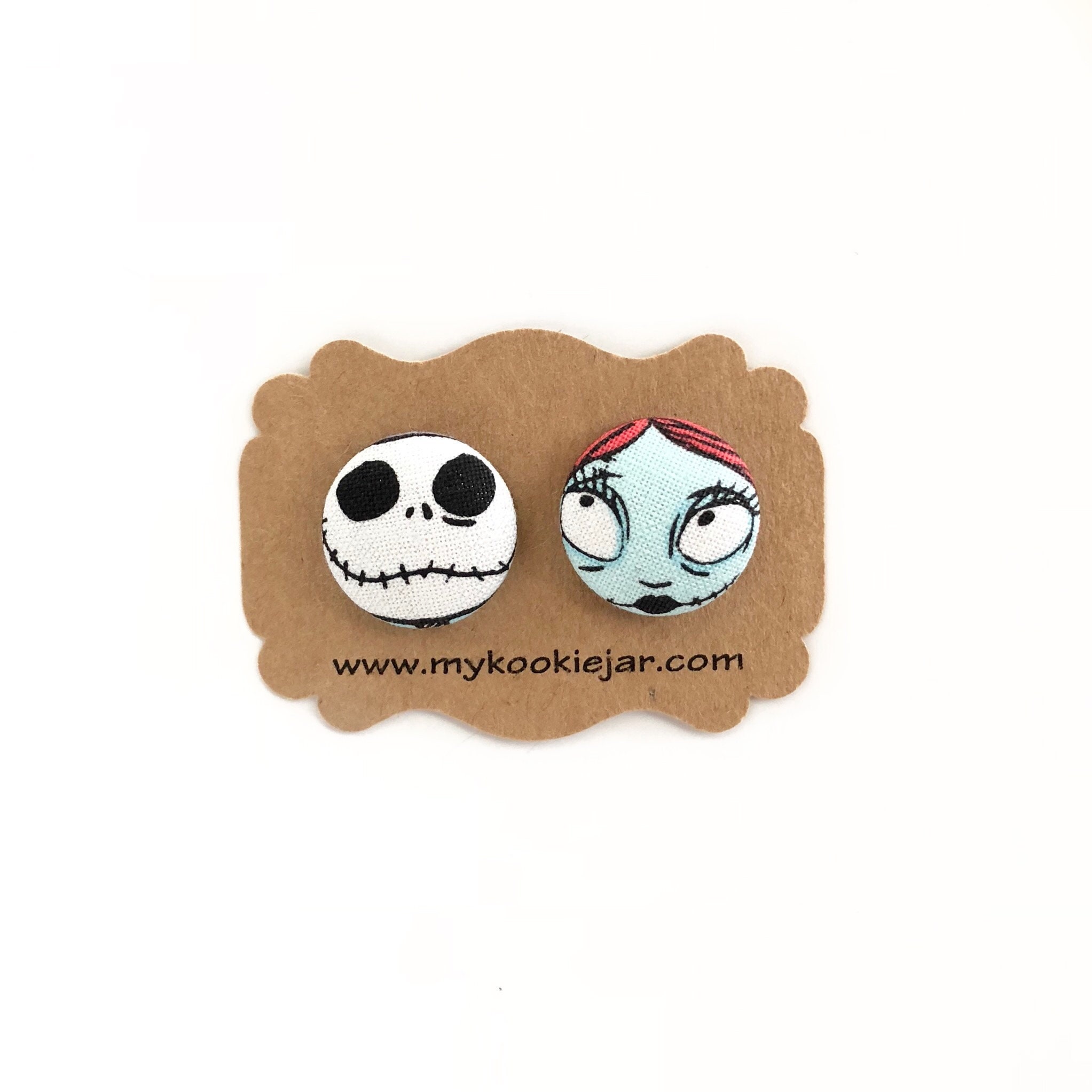 Jack and Sally Button Earrings, Jack Loves Sally Inspired Faces Earri…